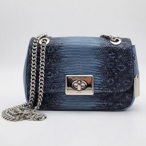 Coach Mini Cassidy Crossbody CornflowerSilver w/Lizard-Embossed Leather.💎RARE💎
